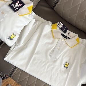 Psycho Bunny White Polo with Yellow Collar